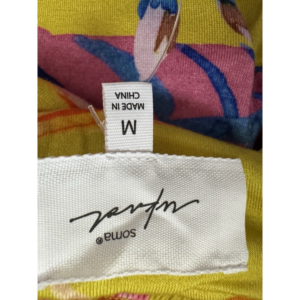 Soma WKND Medium Soft Jersey Maxi Dress Built-In Bra Yellow Tropical NWT $110 - Picture 7 of 10